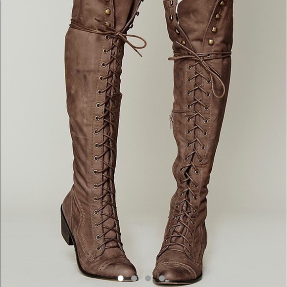 Free People Joe Lace-Up Over-the-Knee Boots - Picture 1 of 7